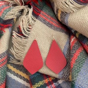 Red leather earrings